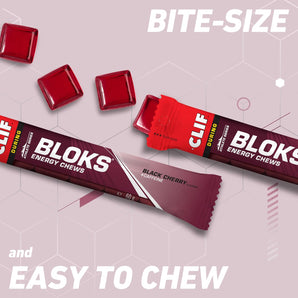 CLIF BAR BLOKS Energy Chews | Black Cherry with Caffeine Flavour | 18 bars x 60g