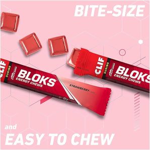 CLIF BAR BLOKS Energy Chews | Strawberry Flavour | 18 bars x 60g