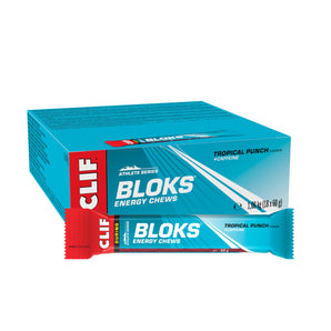 CLIF BAR BLOKS Energy Chews | Tropical Punch Flavour with Caffeine | 18 bars x 60g