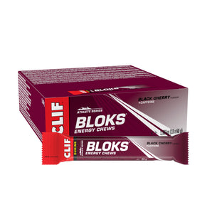 CLIF BAR BLOKS Energy Chews | Black Cherry with Caffeine Flavour | 18 bars x 60g